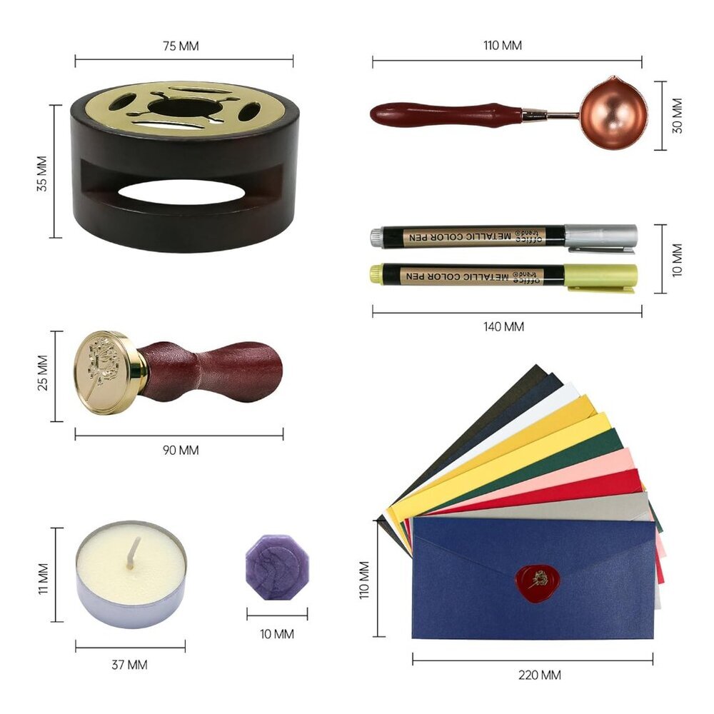 Wax Seal Kit, Premium Wax Seal Stamp Kit with 24 Colors 624 Pcs Beads, Metallic - Picture 5 of 6